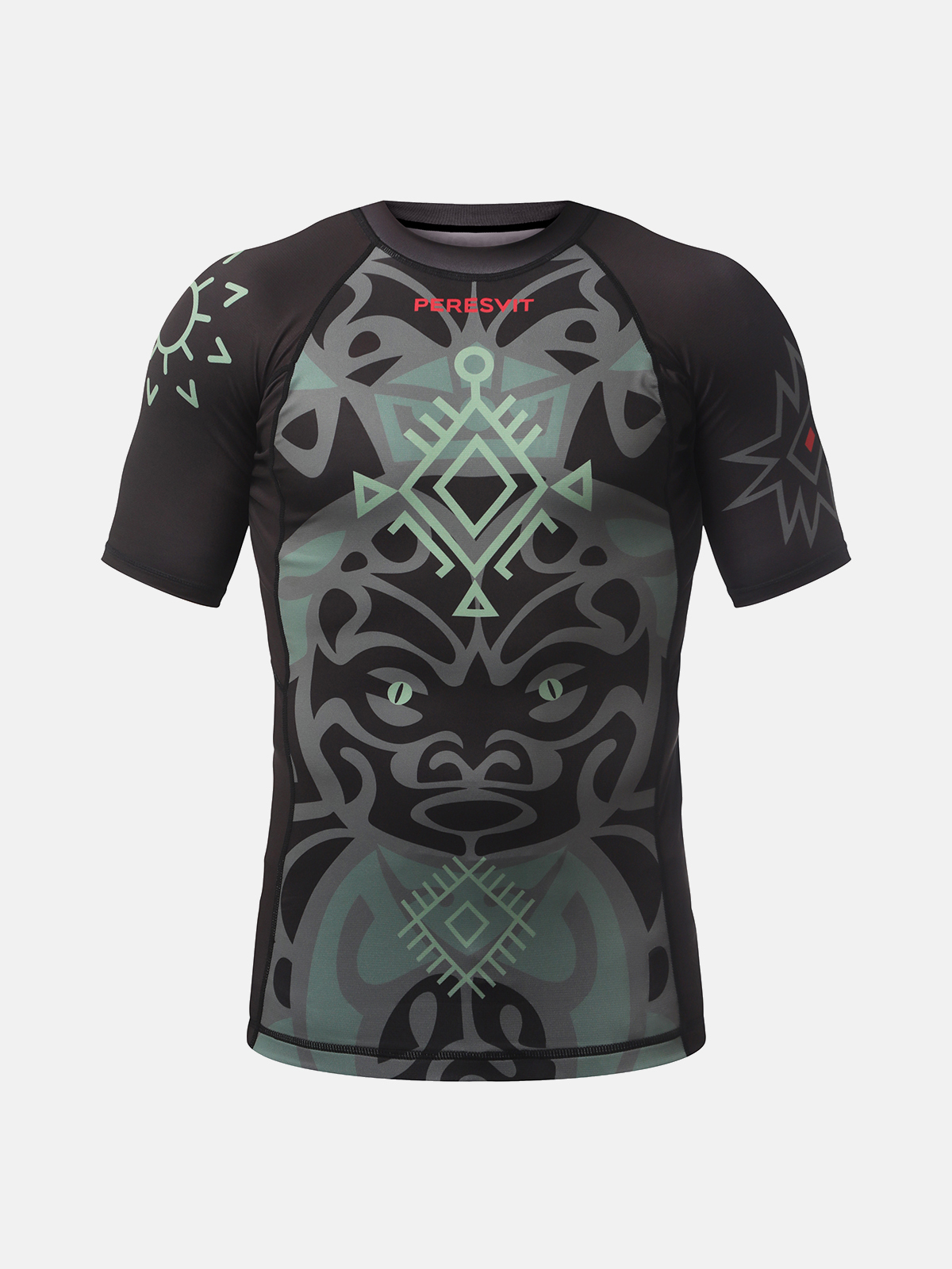 Peresvit Maori Short Sleeve Rashguard Black Military Green, Photo № 3
